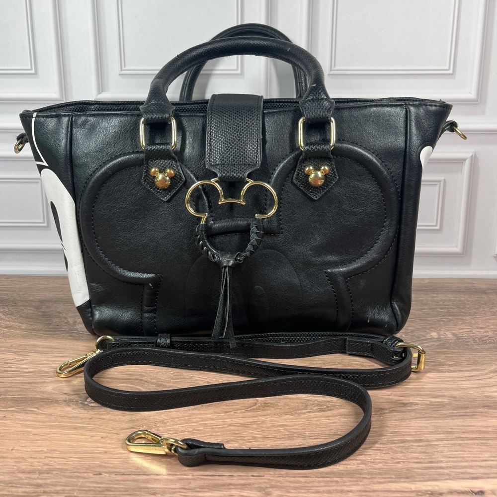 Bioworld Mickey Mouse Satchel Women Black Disney Faux Leather Crossbody